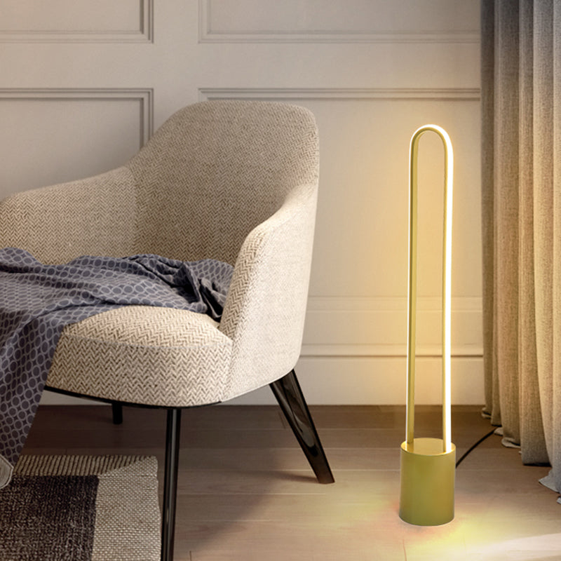 Nordic Ellipsed Floor Reading Lamp - Acrylic Led Gold Warm/White Light 39/55 H / 39 Warm