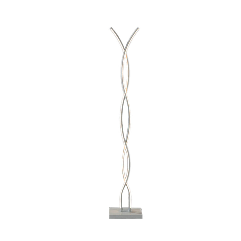 Waving Line Stand Up Lamp: Minimalist Metal Led Floor Reading Light For Study Room (White