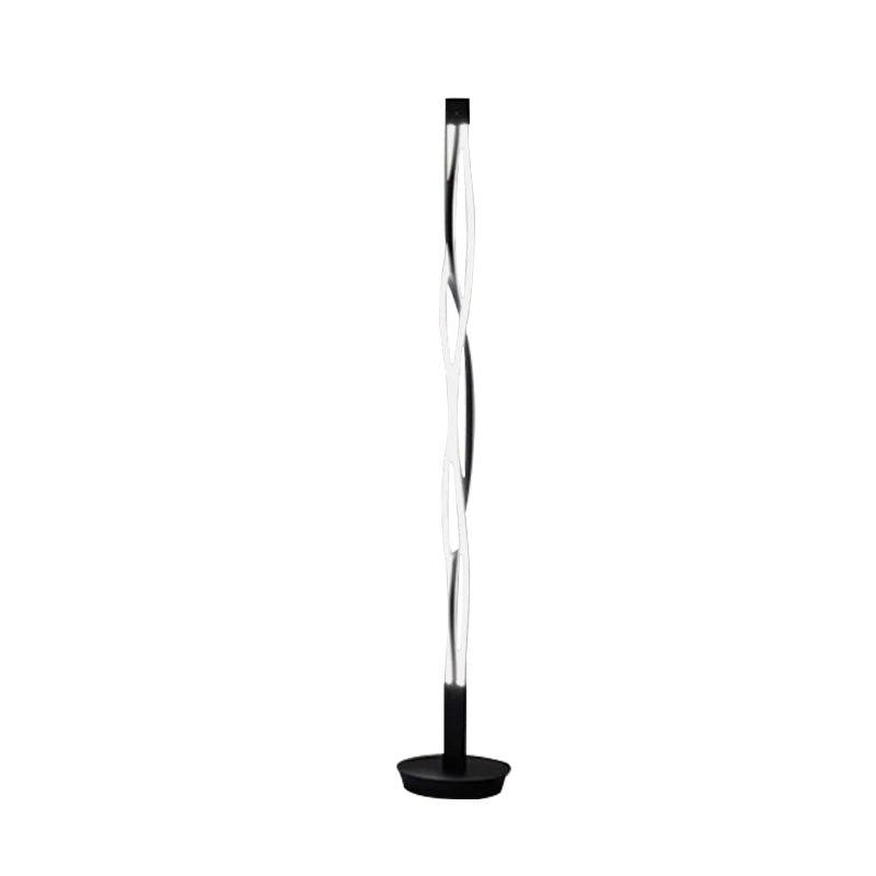 Modern Metal Stick Lamp: Black/White Led Nordic Floor Lighting With Spiral Design In