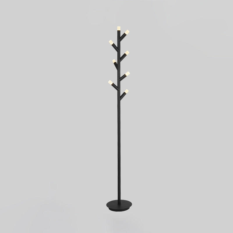 Modern Metal Tree Shape Floor Reading Lamp Black/Coffee Led Standing Light For Study Room