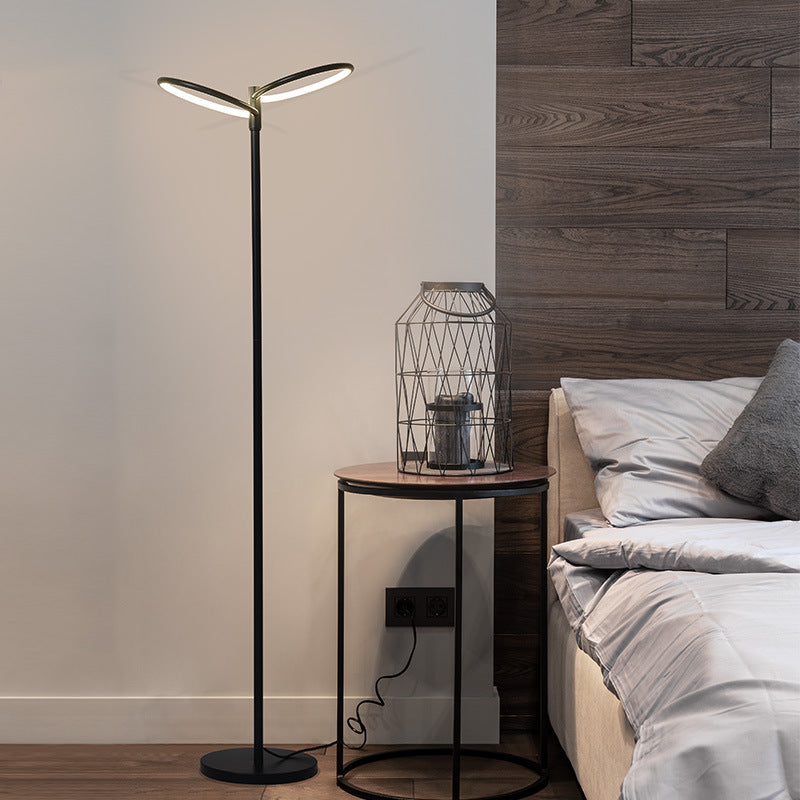 Contemporary Metal Led Floor Lamp - Stylish Black Standing Light For Bedside Reading