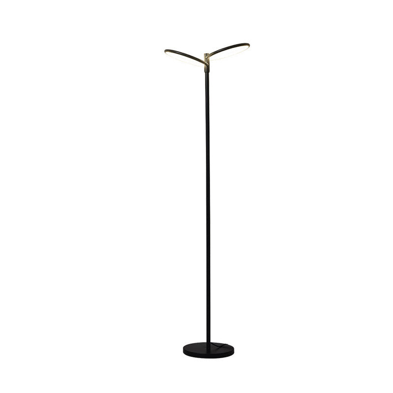 Contemporary Metal Led Floor Lamp - Stylish Black Standing Light For Bedside Reading