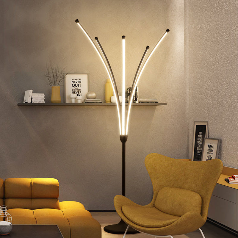 Black Acrylic Led Bedroom Reading Floor Lamp - Simplicity Flower Design