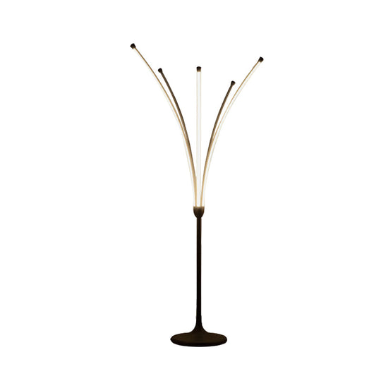 Black Acrylic Led Bedroom Reading Floor Lamp - Simplicity Flower Design