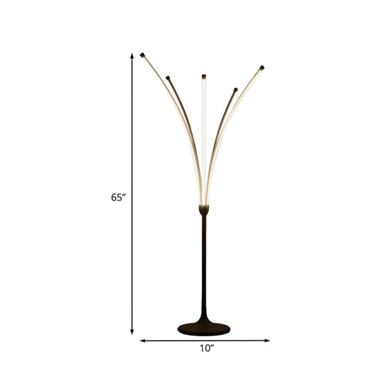 Black Acrylic Led Bedroom Reading Floor Lamp - Simplicity Flower Design