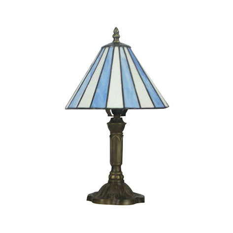 Blue Tiffany Style Glass Desk Lamp - Simple And Elegant Bedroom Lighting Solution