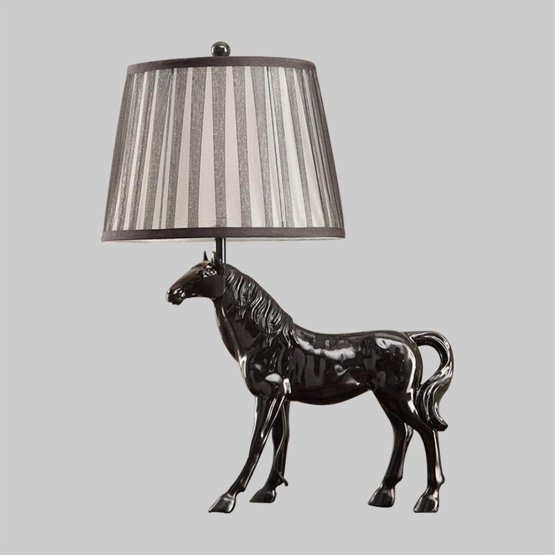 Antiqued White Animal Base Desk Lamp With Tapered Table Light