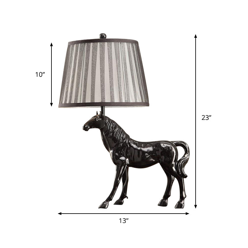 Antiqued White Animal Base Desk Lamp With Tapered Table Light