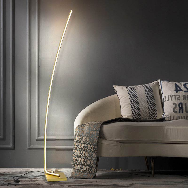 Metallic Curved Led Floor Lamp - Sleek Black/White/Gold Design For Reading Bedside And Stand-Up