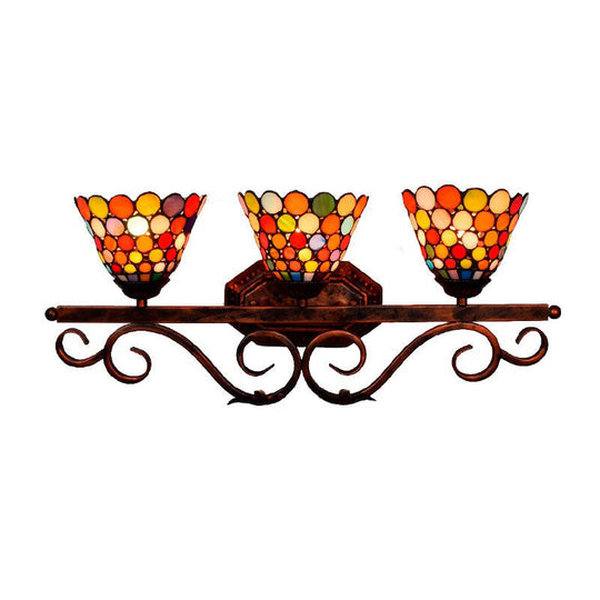 Tiffany Style Stained Glass Flared Wall Lamp - Rust Vanity Sconce For Bathroom