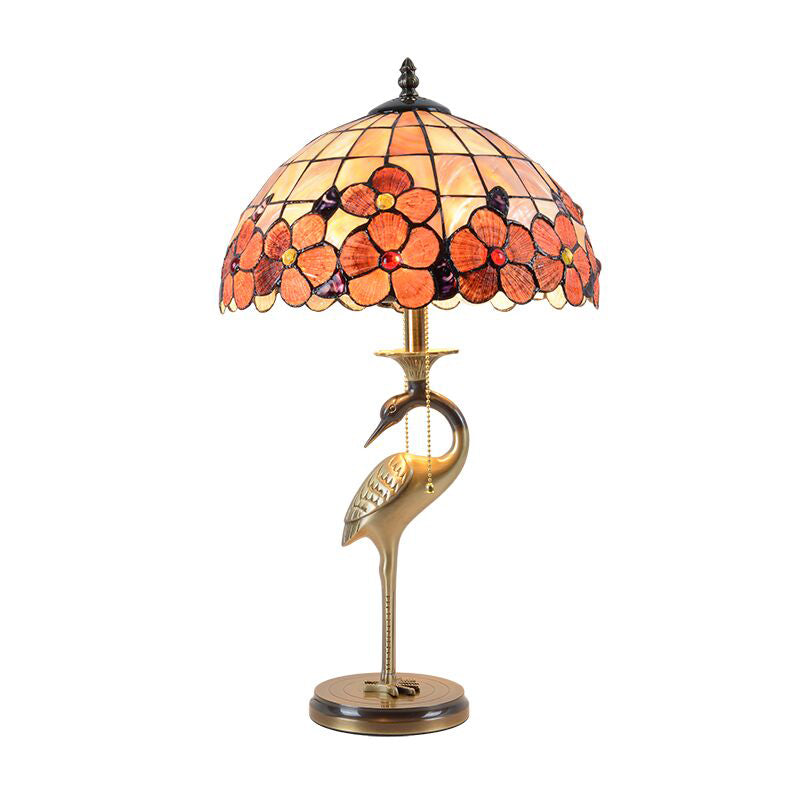 Mahasim - Tiffany Gold Metal Nightstand Lamp - 2 Bulbs Halcyon Night Table Light