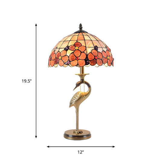 Mahasim - Tiffany Gold Metal Nightstand Lamp - 2 Bulbs Halcyon Night Table Light