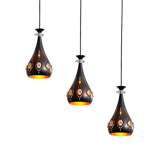 Modern Black Pendant Light With 3-Light Metal Multi Ceiling Lamp - Ideal For Dining Table