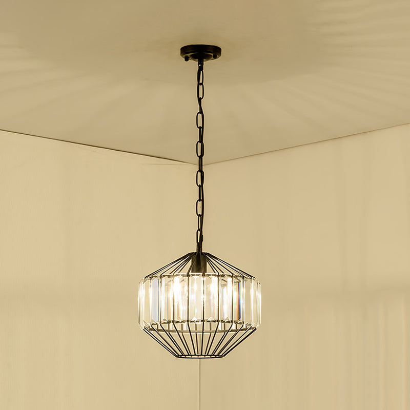 Modern Geometric Crystal Block Pendant Lamp - Black Ceiling Lighting