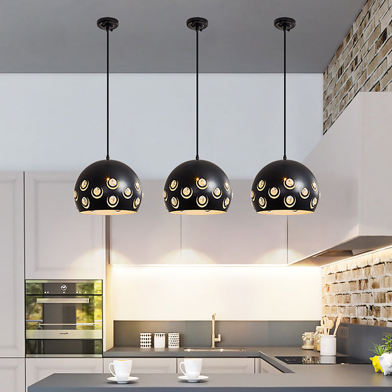 Minimalist Black Metal Shade Pendant Ceiling Lamp With Domed Suspension