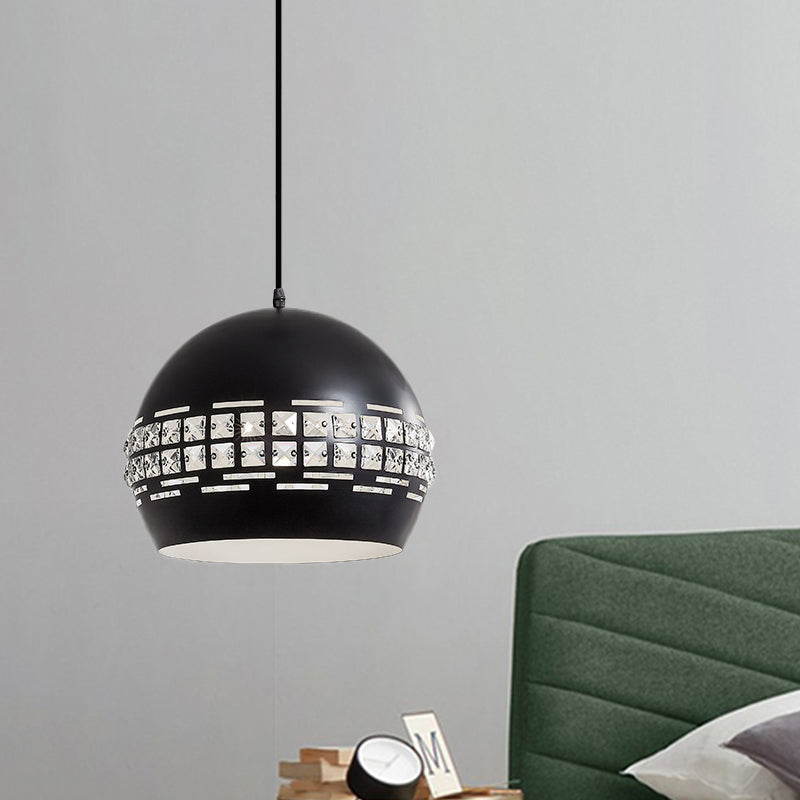 Minimalist Black Metal Shade Pendant Ceiling Lamp With Domed Suspension / B