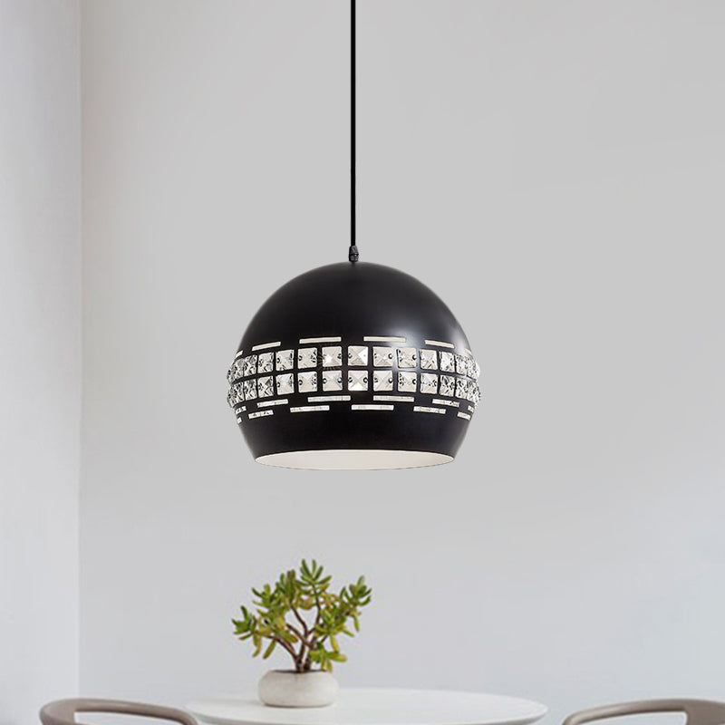 Minimalist Black Metal Shade Pendant Ceiling Lamp With Domed Suspension