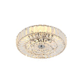 Gold Crystal Flushmount Ceiling Light With 6 Beveled Cut Heads - Perfect For Bedroom Simplicity