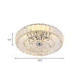 Gold Crystal Flushmount Ceiling Light With 6 Beveled Cut Heads - Perfect For Bedroom Simplicity
