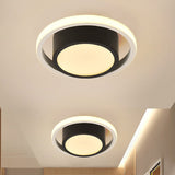 Modern Led Flush Mount Ceiling Light In Black And White With Warm Illumination For Living Room /