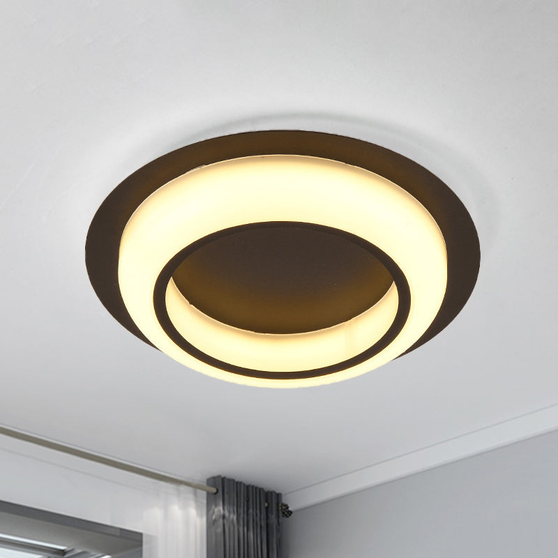 Nordic Led Circle Ceiling Light In Acrylic - Sleek Flush Mount For Bedroom Black