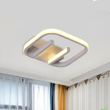 Geometric Led Ceiling Light In Nordic White/Black/Gold With Metallic Finish - Perfect For Hallways