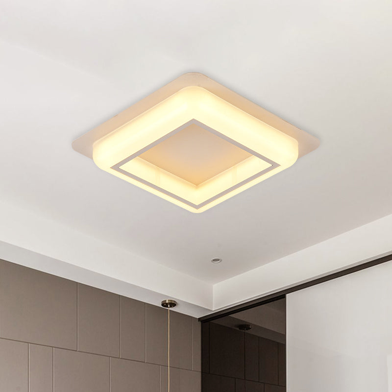 Contemporary Acrylic Led Flush Light For Bedroom - Square Ceiling Mount In White/Black/Grey