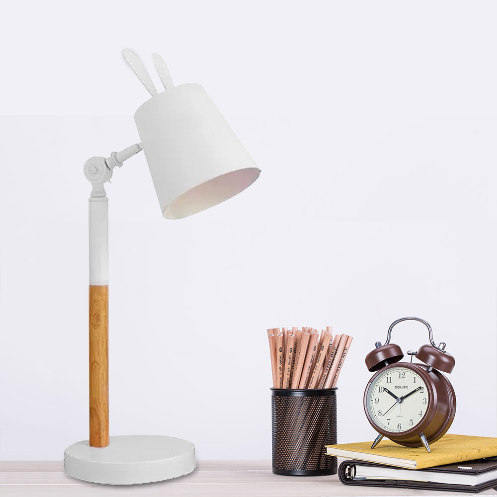 Rotatable Metal Bunny Desk Light - Modern Stylish Lamp (White Finish) White