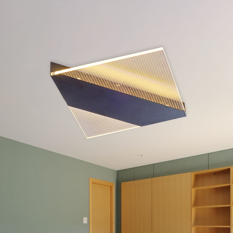 Modern Geometric Led Ceiling Lamp - Black/White/Gold Flush Mount For Bedroom White/Warm Light