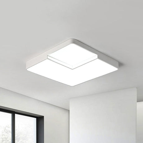 Modern Led Square Flush Mount Ceiling Light Fixture - White/Black White/Warm (16.5/20.5 W)