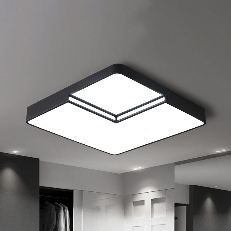 Modern Led Square Flush Mount Ceiling Light Fixture - White/Black White/Warm (16.5/20.5 W) Black /