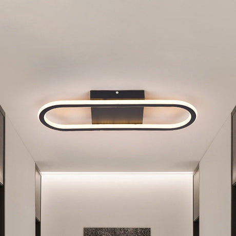Ellipse Led Ceiling Light - 15/19 Metal Flush Mount Simple Black/White Design White/Warm Glow Black