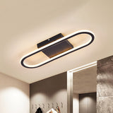 Ellipse Led Ceiling Light - 15/19 Metal Flush Mount Simple Black/White Design White/Warm Glow
