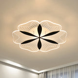 Minimalist Nordic Led Ceiling Flush Mount In Black White/Warm Light - Flower-Inspired Design