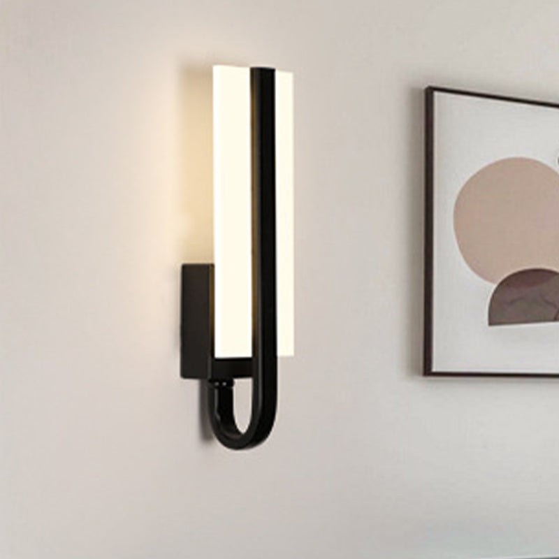 Modern Led Black Wall Sconce Light Fixture For Living Room - Minimalistic Metal Design White/Warm