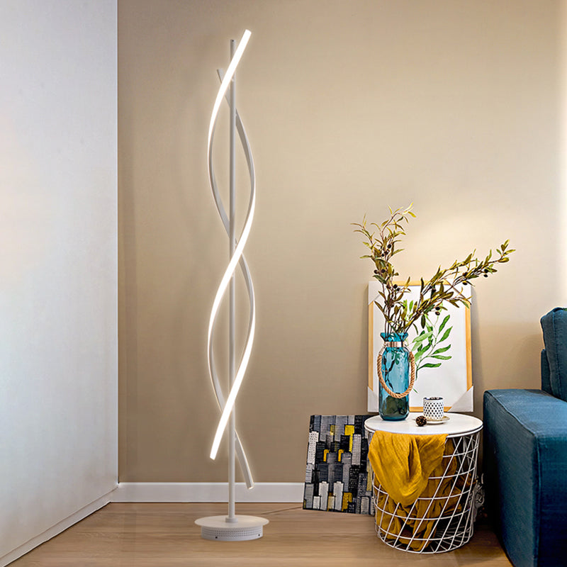 Simplistic Acrylic Spiral Led Floor Lamp - Ideal For Bedroom Reading