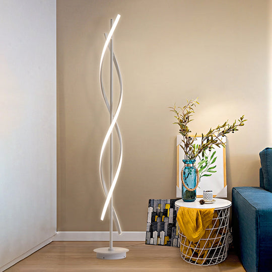 Simplistic Acrylic Spiral Led Floor Lamp - Ideal For Bedroom Reading