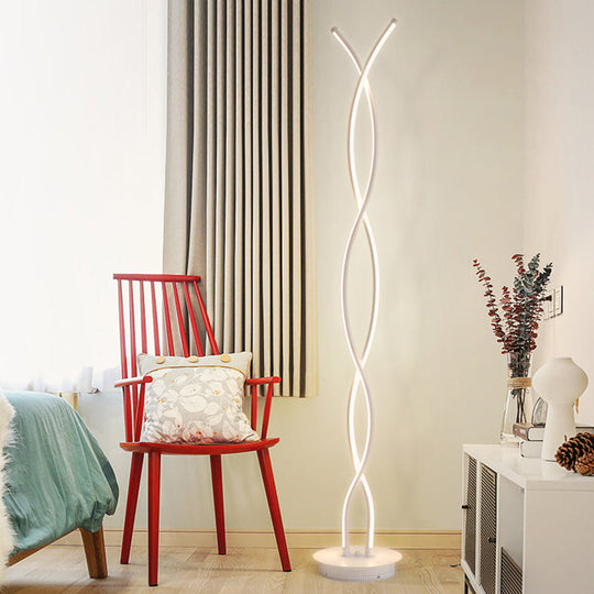 Simplistic Acrylic Spiral Led Floor Lamp - Ideal For Bedroom Reading White / B