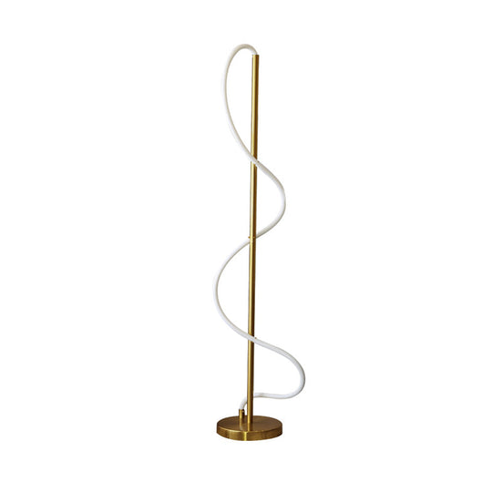 Metallic Gold Led Floor Lamp For Study Room - Modernist Spiral Line Reading Light