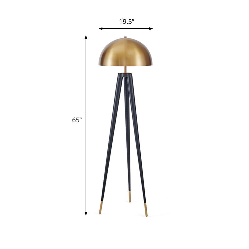 Modern Mid Century Metal Tripod Floor Lamp With Semicircle Stand Black/Gold Finish
