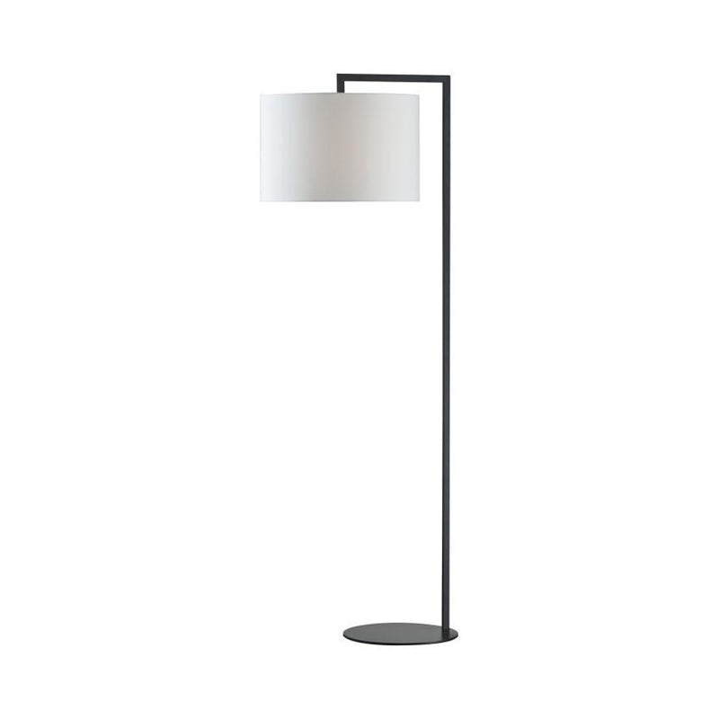 Modern Right Angle Floor Lamp - Simple Metal 1-Head White/Black Fabric Ideal For Living Room Reading