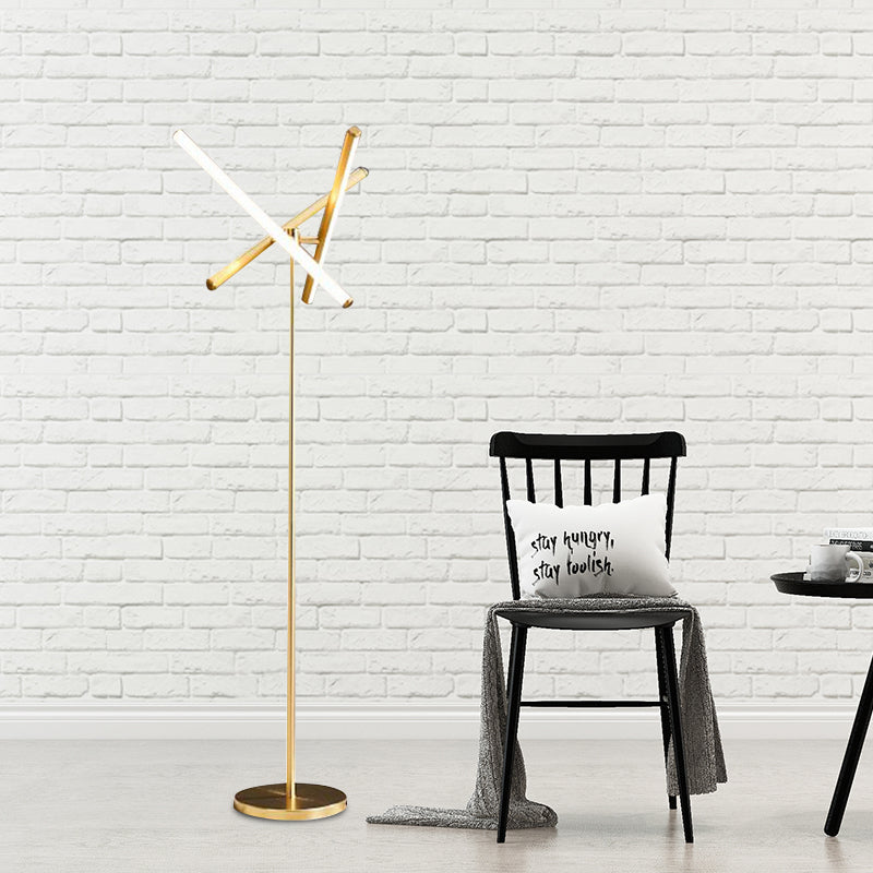 Sleek Gold Geometric Led Floor Lamp For Living Room