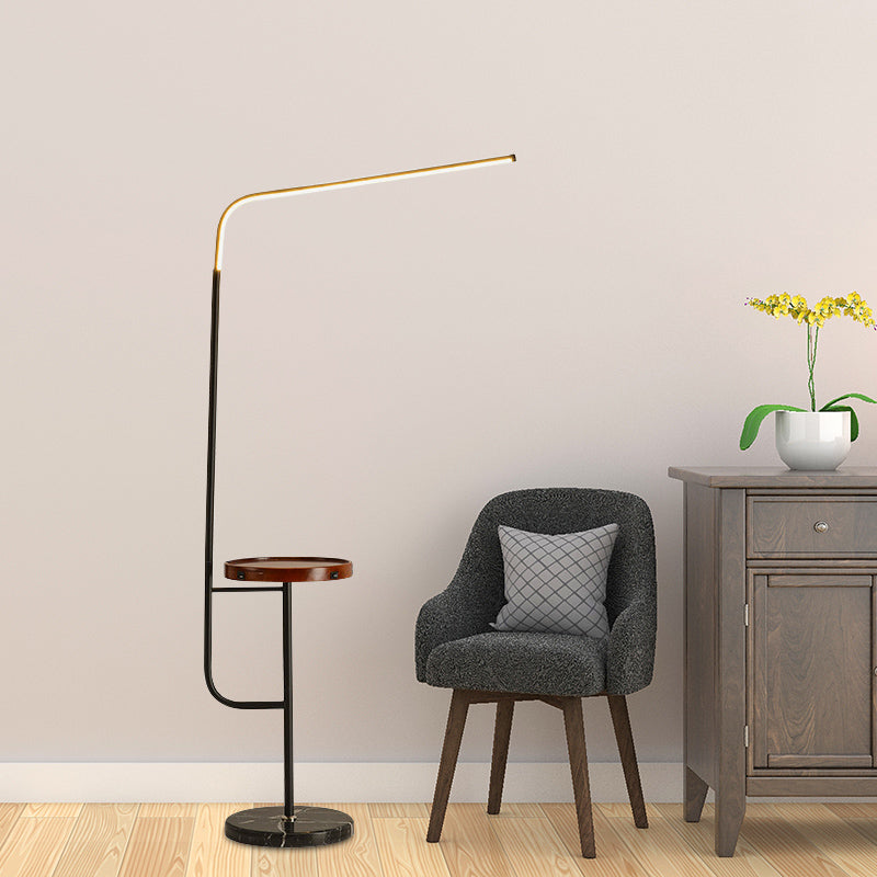 Nordic Acrylic Led Tubular Floor Light With Shelf - Bedroom Stand Up Lamp In Black/White Black