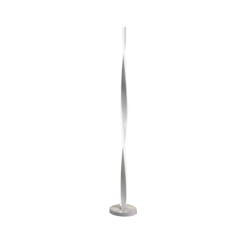 Modern Acrylic Twisted Stick Floor Lamp - Black/White Led Stand Up Light With Spiral Design In