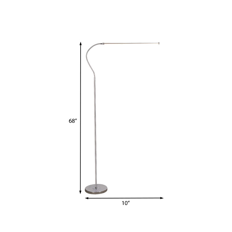 Stylish Silver Led Floor Lamp With Gooseneck Arm Perfect For Study Room