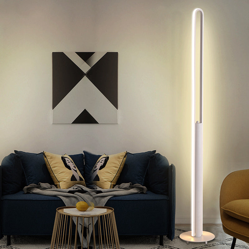 Minimalist Led Reading Floor Lamp In Acrylic Tubular Design - Black/White/Gold Warm/White Light