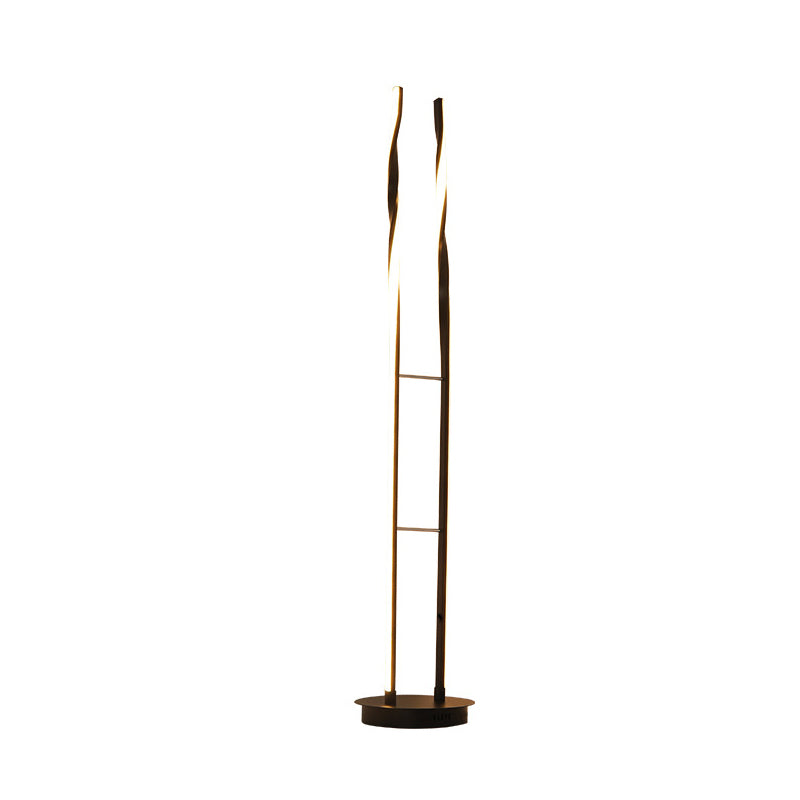 Minimalist Black Ladder Standing Lamp: Acrylic Led Floor Lighting For Bedroom Reading -