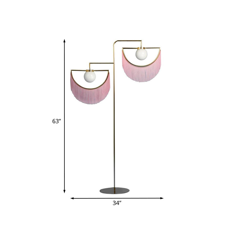 Pink Sun And Moon Reading Floor Lamp: Simplicity 2-Bulb Metal Stand For Bedroom
