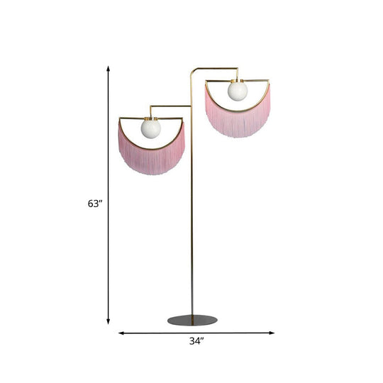 Pink Sun And Moon Reading Floor Lamp: Simplicity 2-Bulb Metal Stand For Bedroom