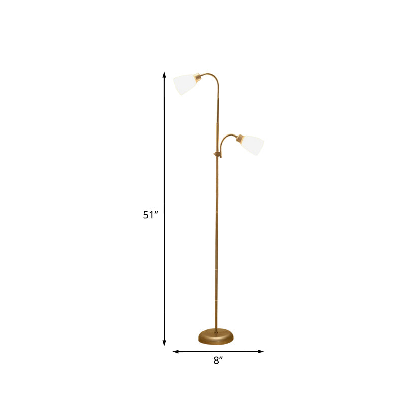 Trumpet Reading Floor Lamp - Simplicity Acrylic Gold Finish 2 Bulbs Study Room Lighting